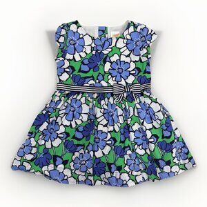 Gymboree Girl's Spring Prep Floral Print Dress size 12-18 Months Bow 100% Cotton
